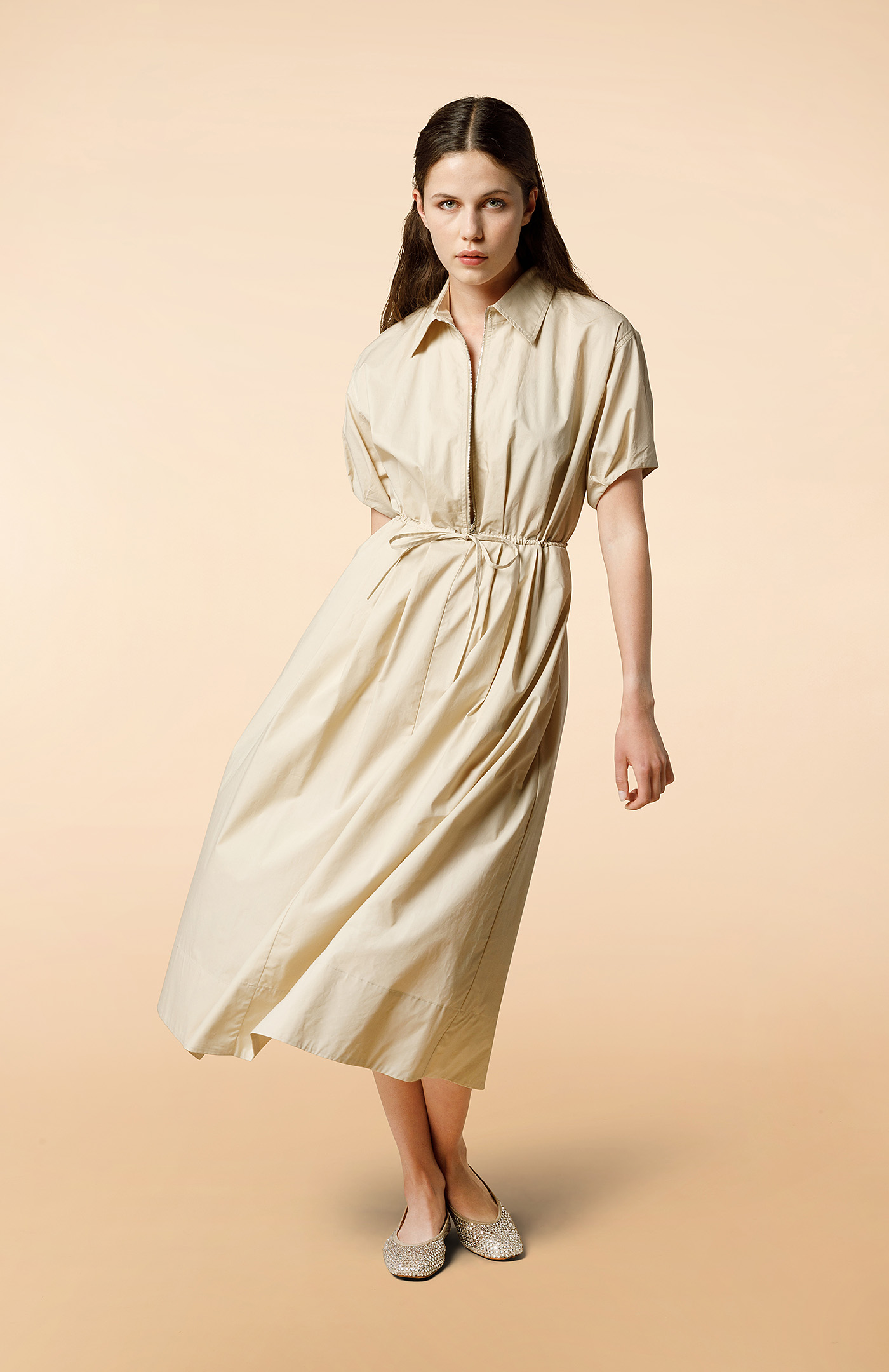 Parachute canvas short sleeve dress - Col. Neutral | Seventy®