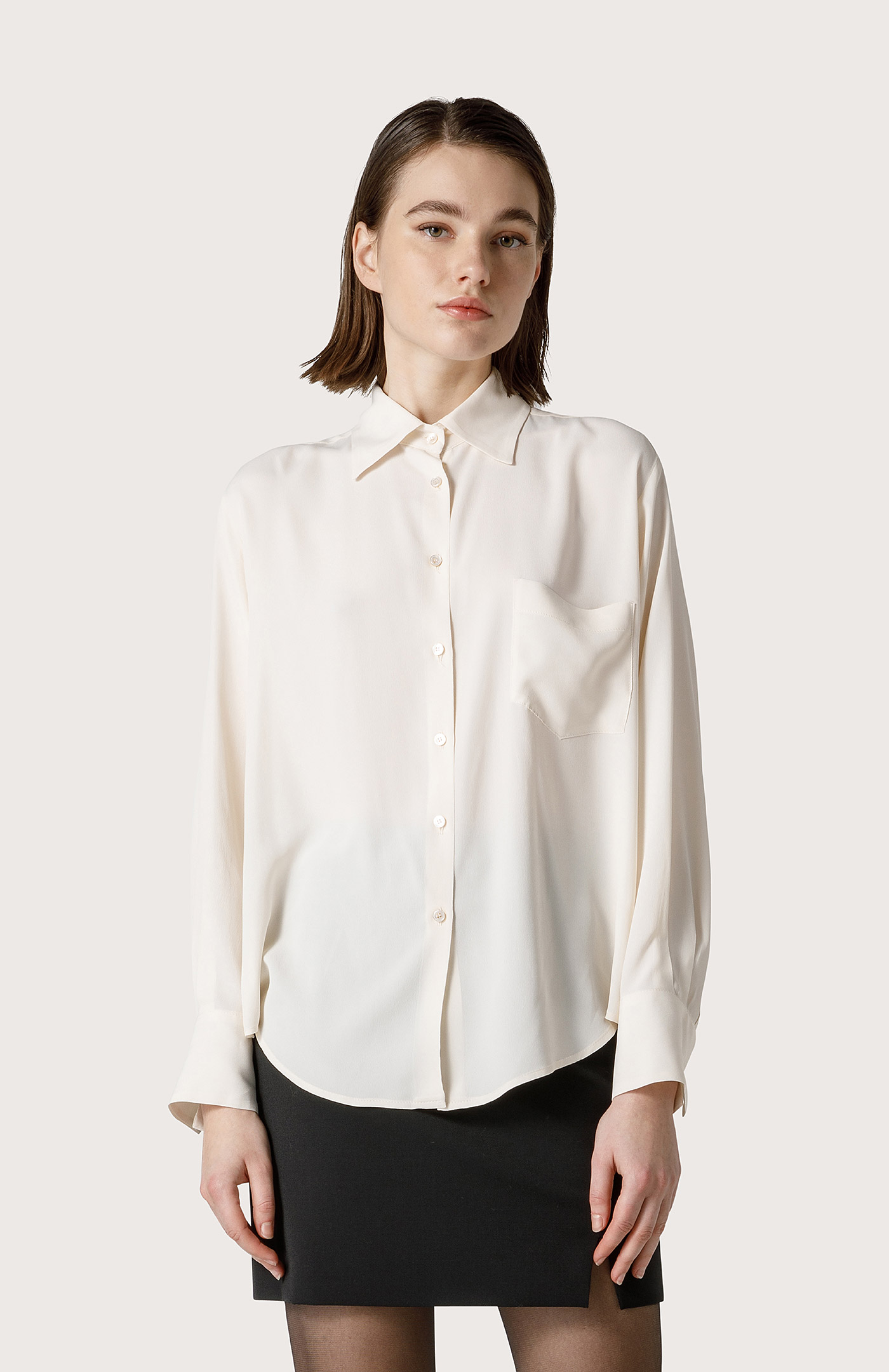 Silk-blend crepe shirt