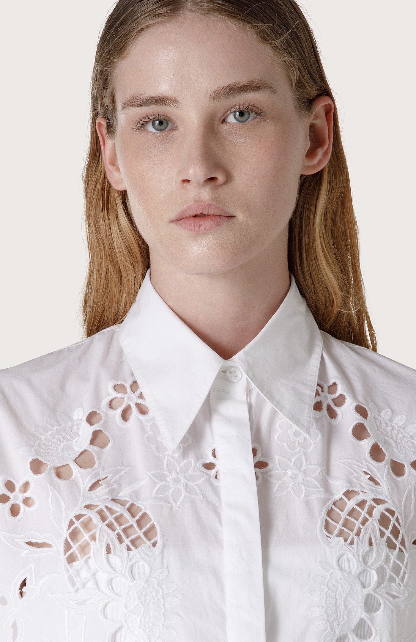 Openwork embroidery shirt - Col. White | Seventy®