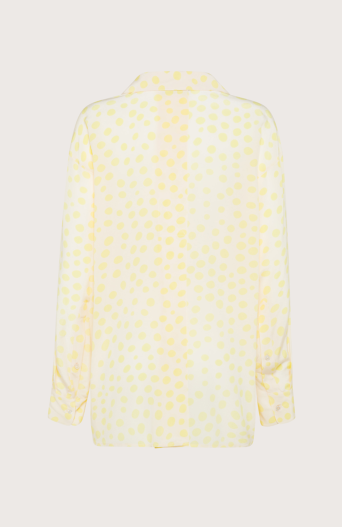 Relaxed fit 100% silk polka dot shirt with cut out waist and