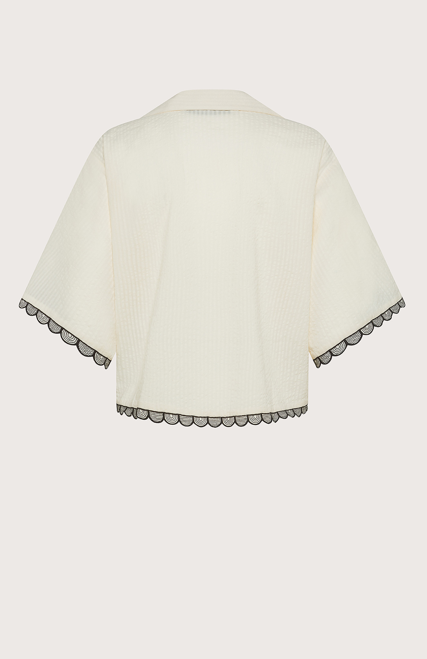 Short shirt in embroidered seersucker canvas | Seventy Venezia