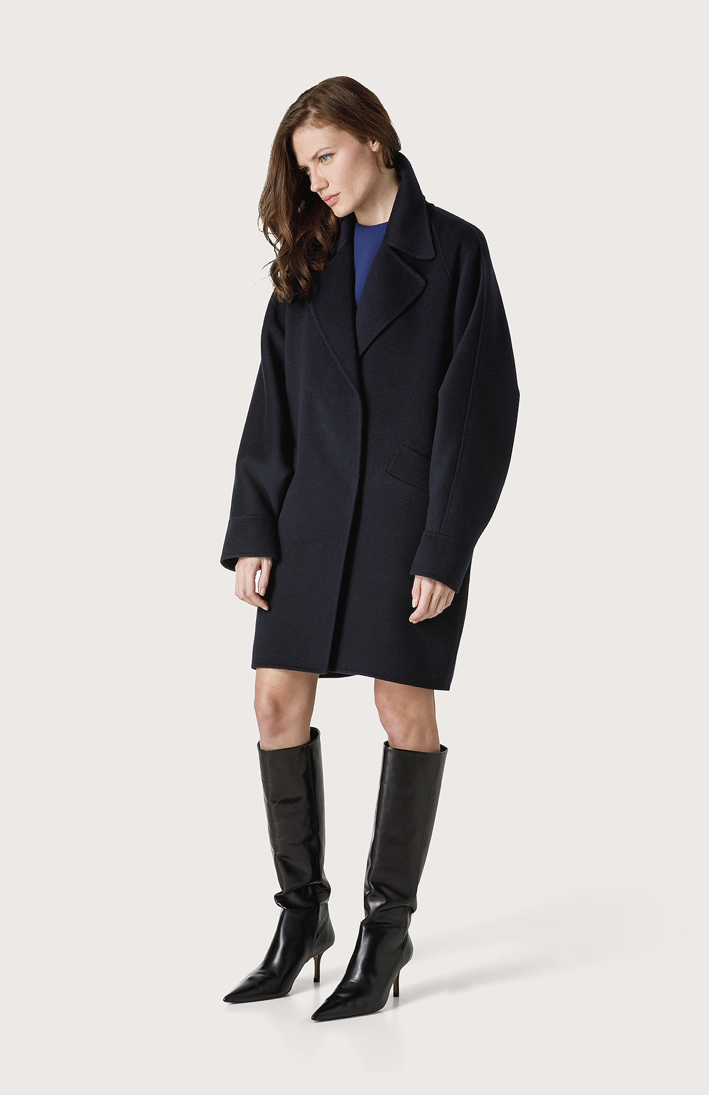 Oversize coat with batwing sleeves Col. Blue Seventy