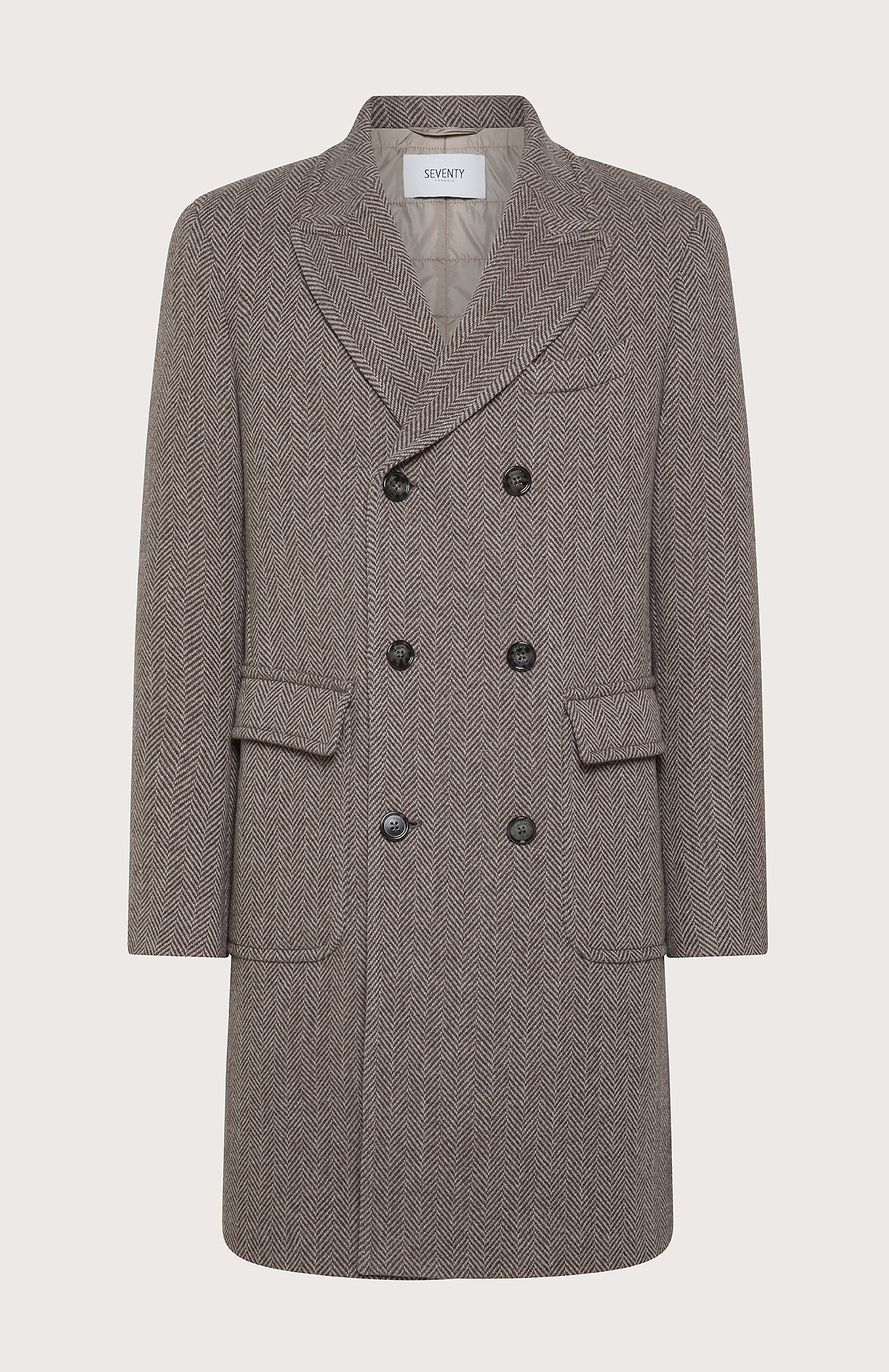 Herringbone double breasted coat online