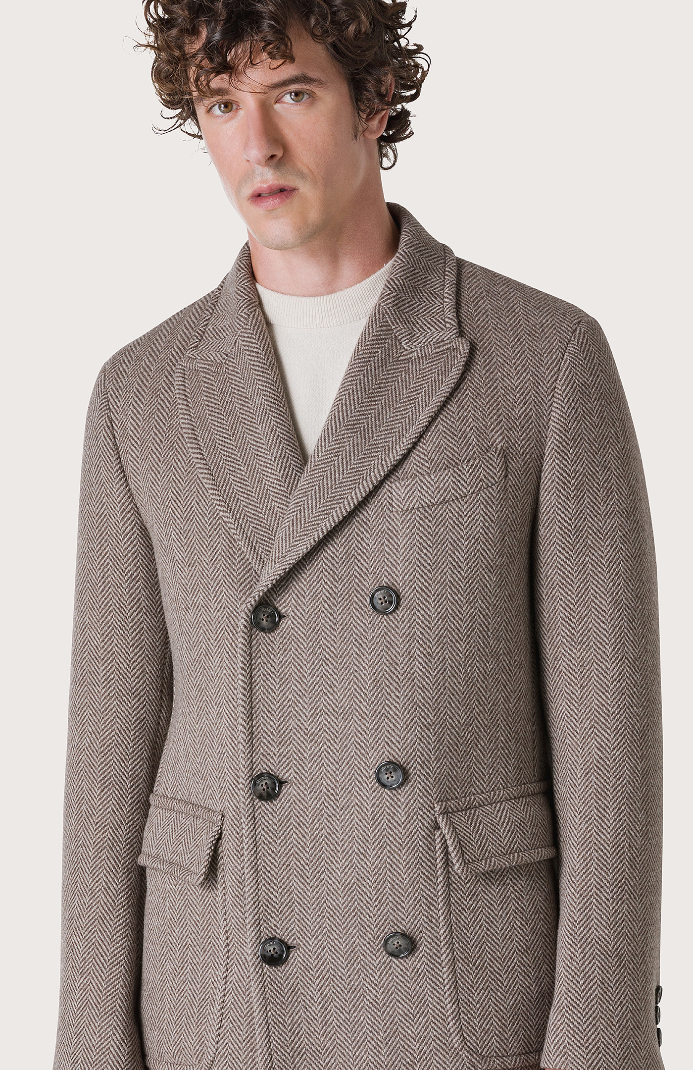Herringbone doublebreasted coat Col. Brown Seventy®