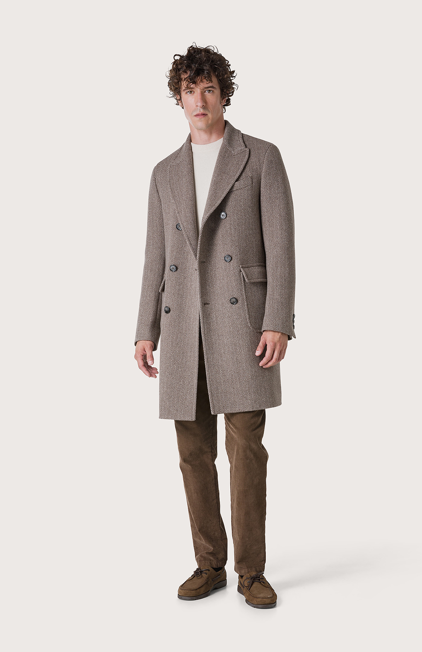 Herringbone doublebreasted coat Col. Brown Seventy®