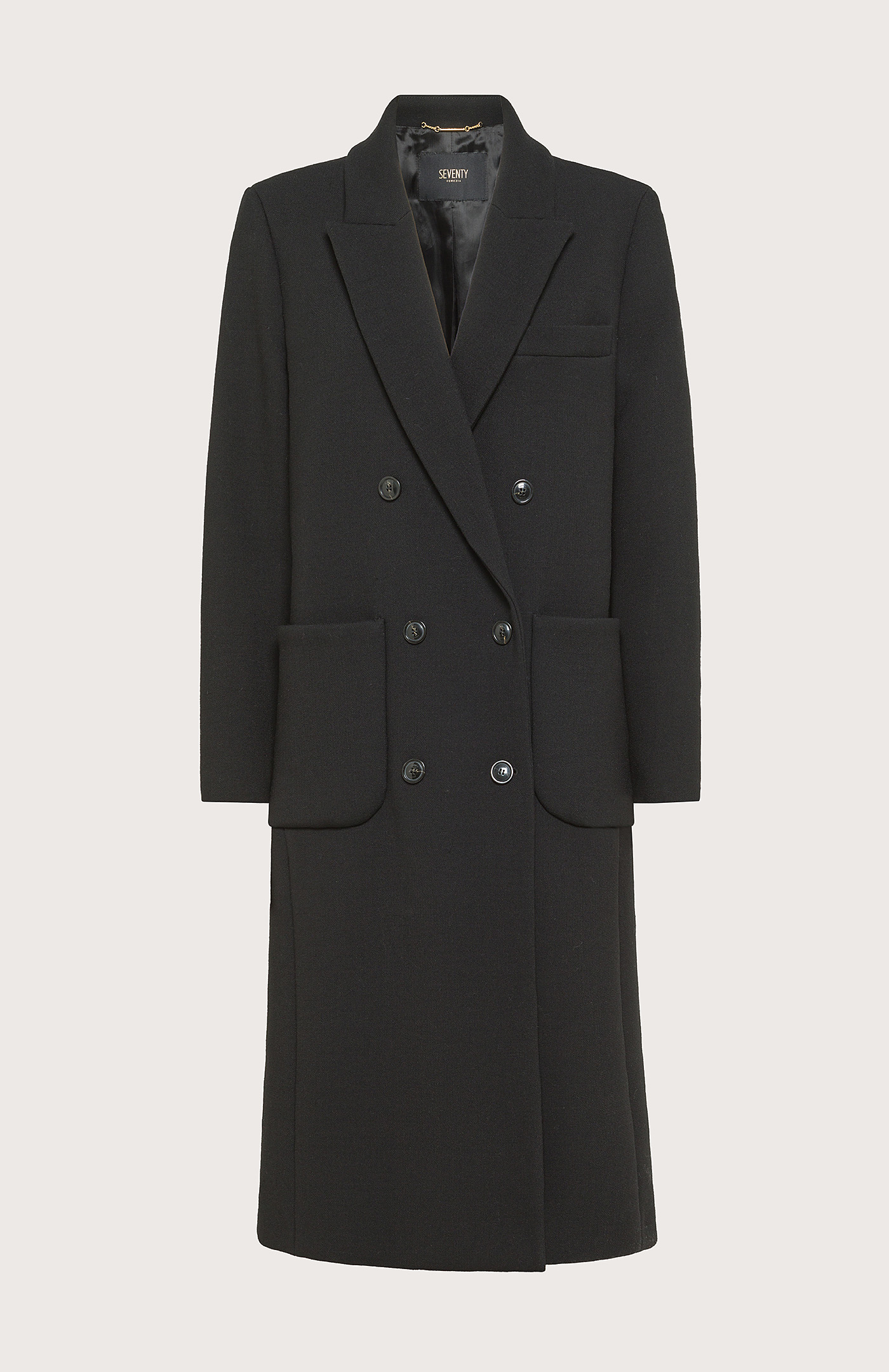 Stretch Wool Double-Breasted Coat