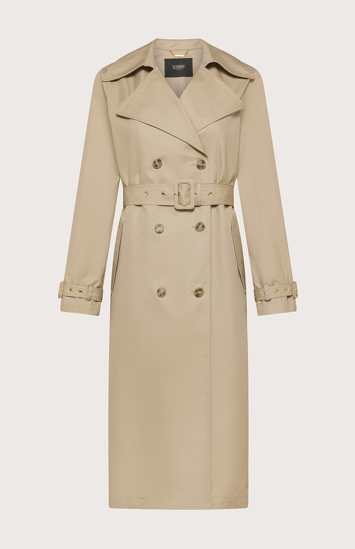 新品selva secreta A line Italy COAT(beige) Oversized trench coat with sash, Camel - Sisley