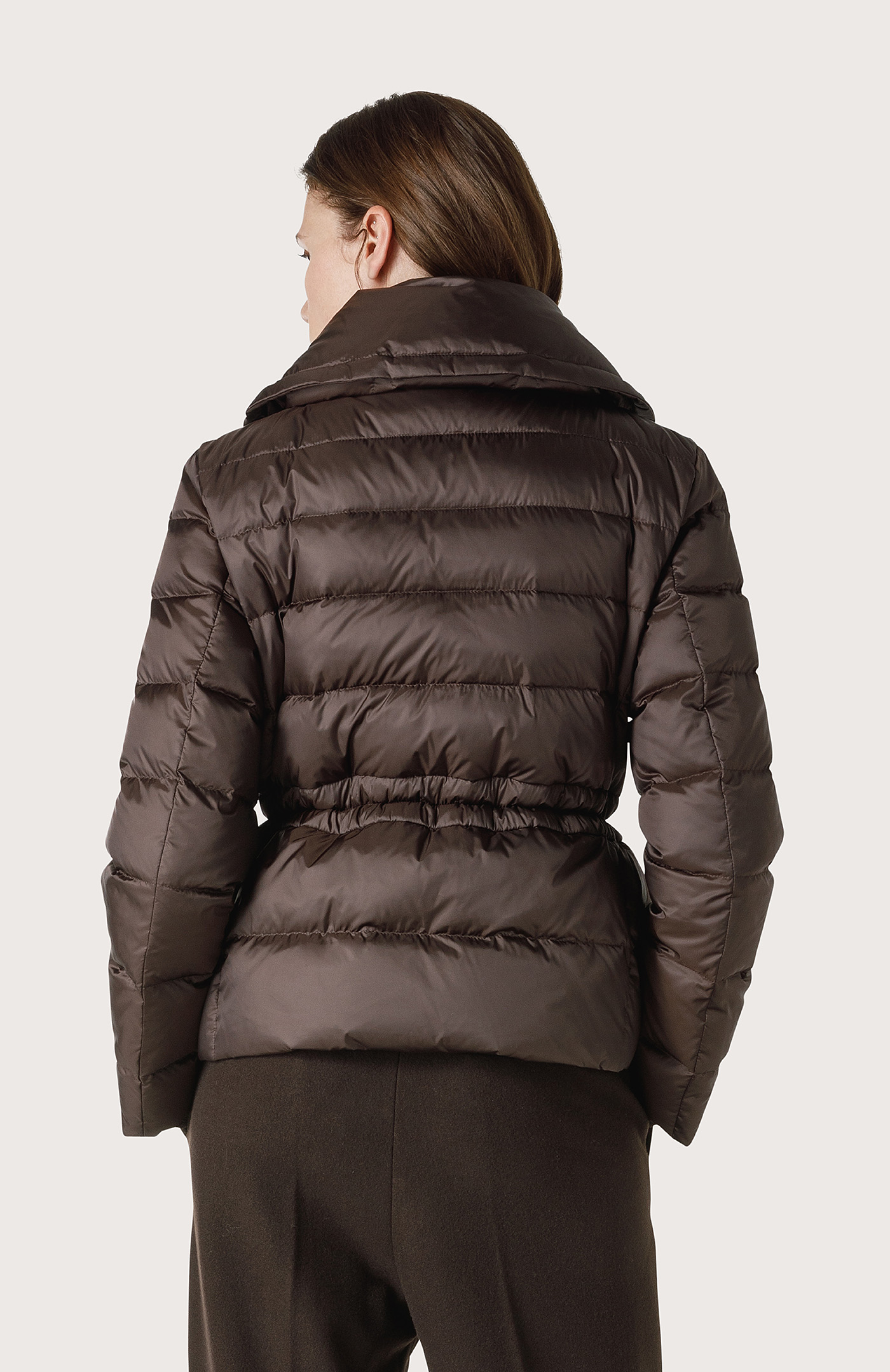 Wide collar short quilted jacket Col. Brown Seventy®