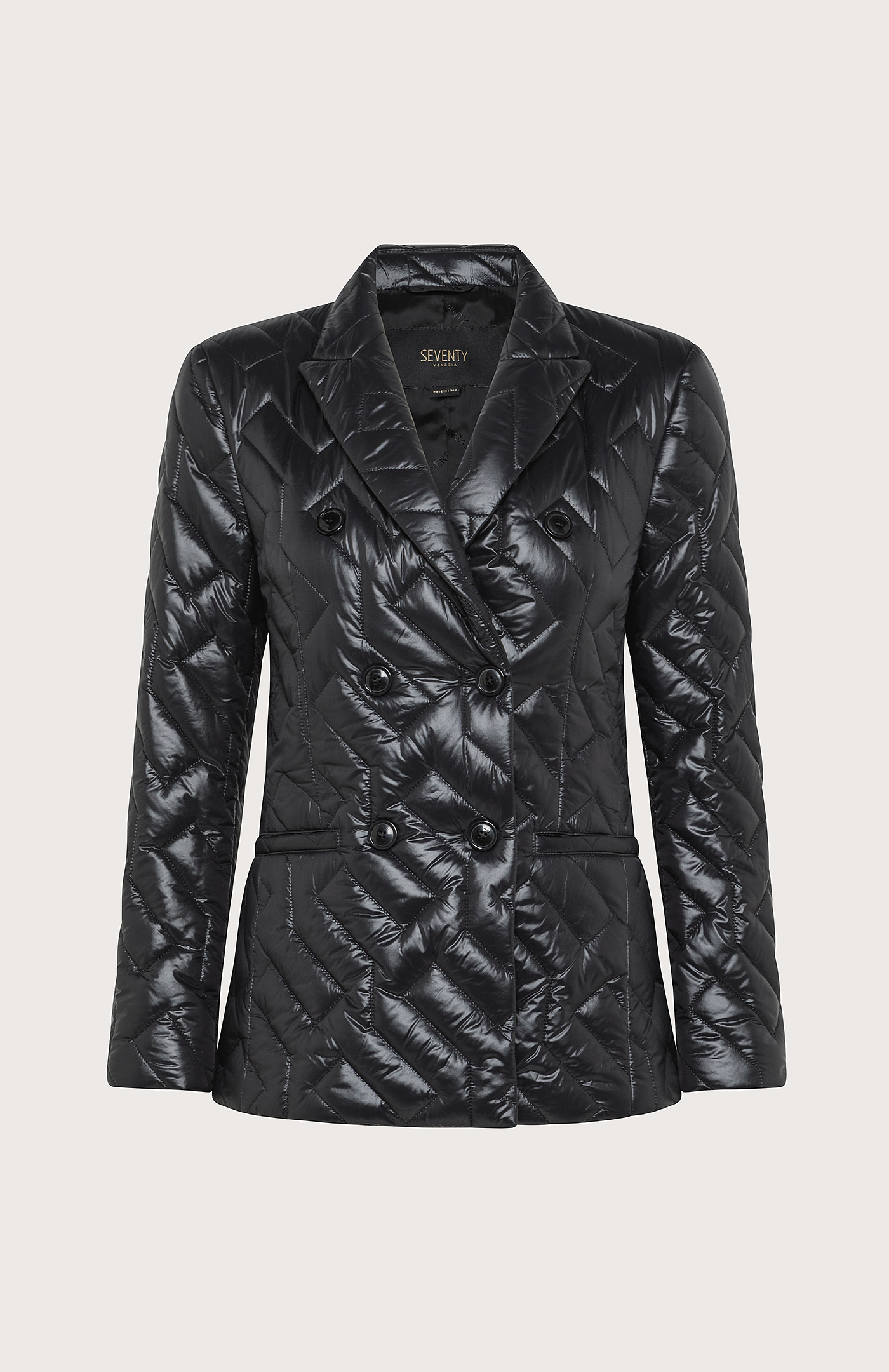 Knitted double-breasted jacket - Col. Grey/Black | Seventy®