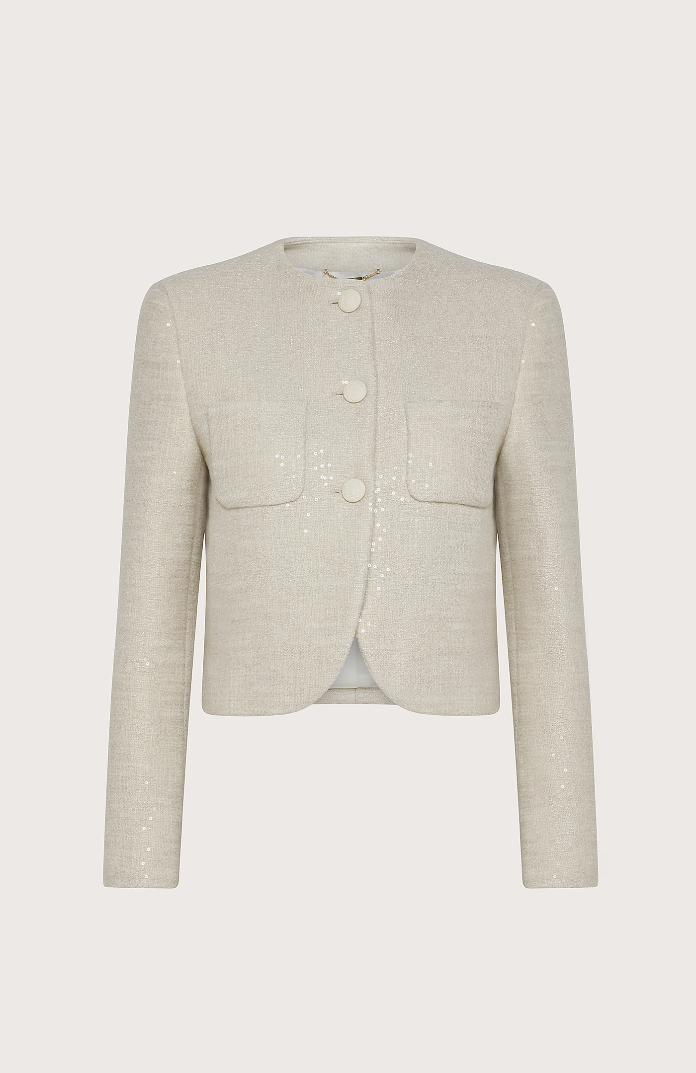 Chanel-fabric short jacket with sequins - Col. Neutral