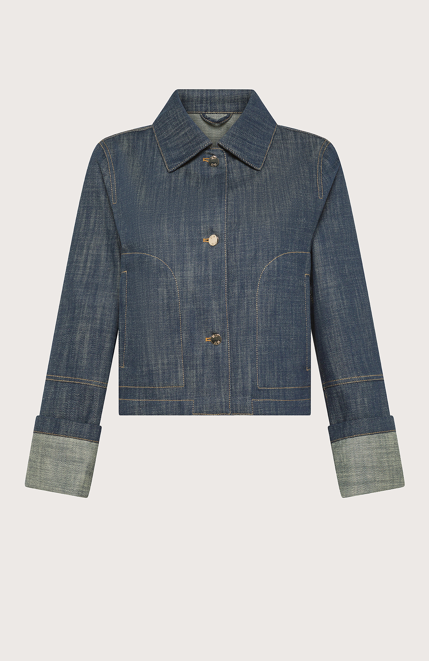 Short jacket in diagonal denim-effect cotton | Seventy Venezia