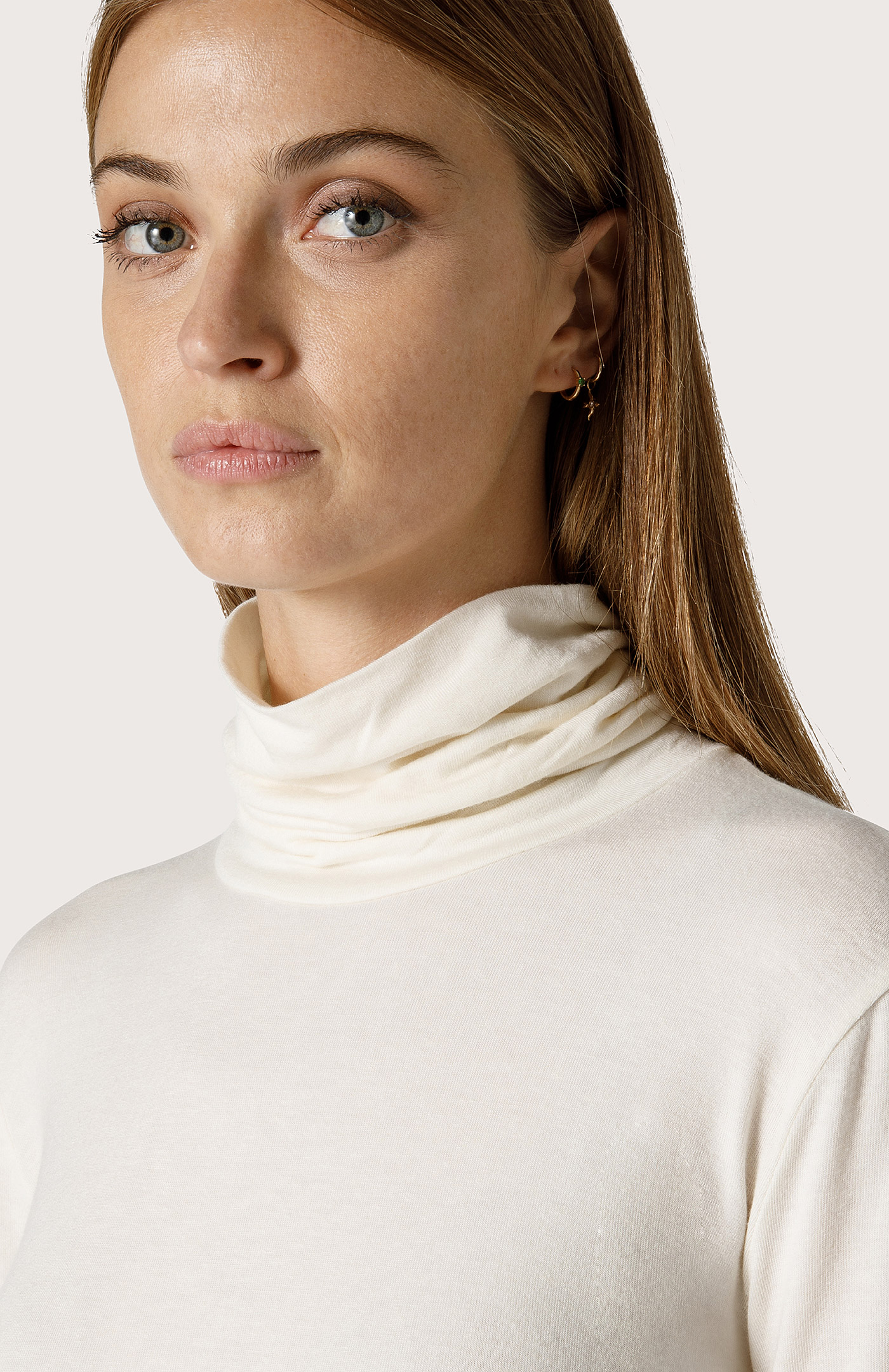 Jersey polo-neck sweater - Col. White | Seventy®