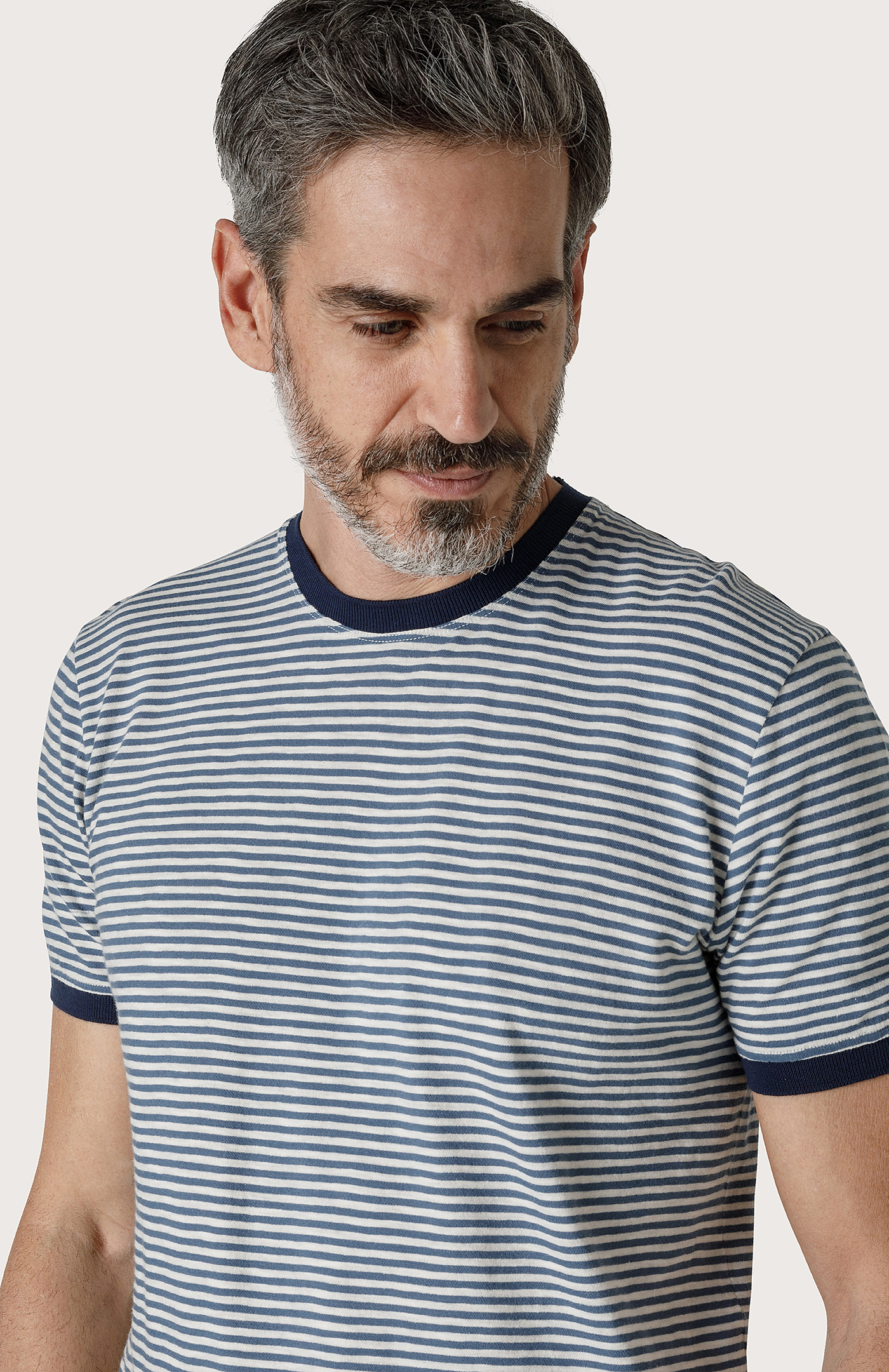 Crew-neck T-shirt with contrasting details - Col. Blue | Seventy®