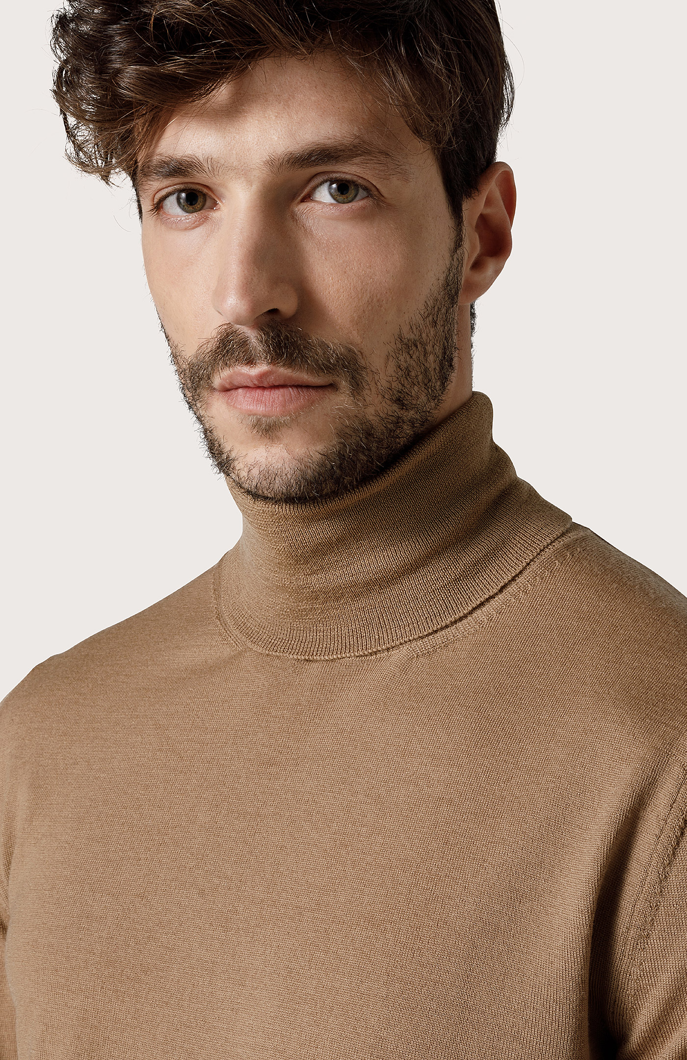 Merino wool polo-neck sweater - Col. Neutral | Seventy®