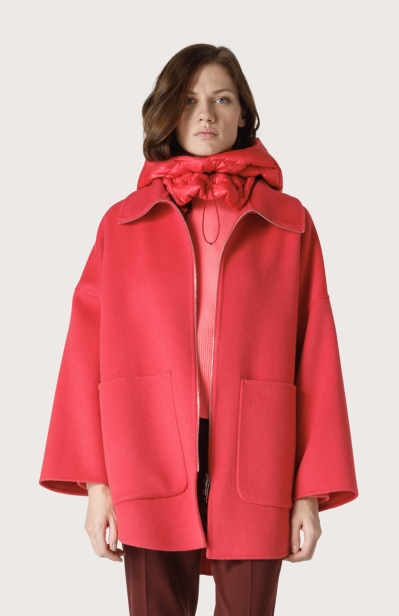 Oversize cape-style coat - Col. Red | Seventy®