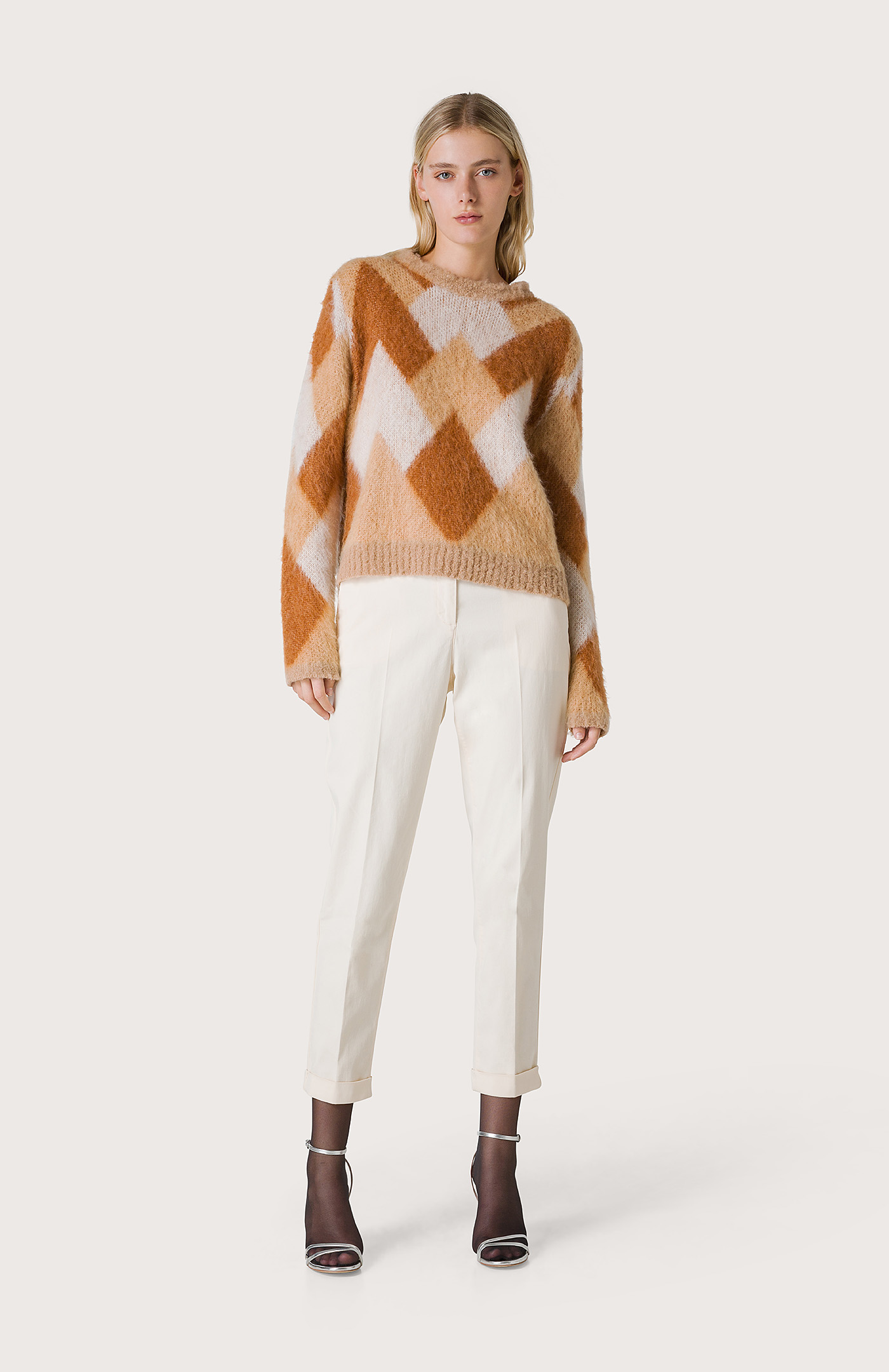 Seventy Pantalone chino con risvolti Bianco Outlet