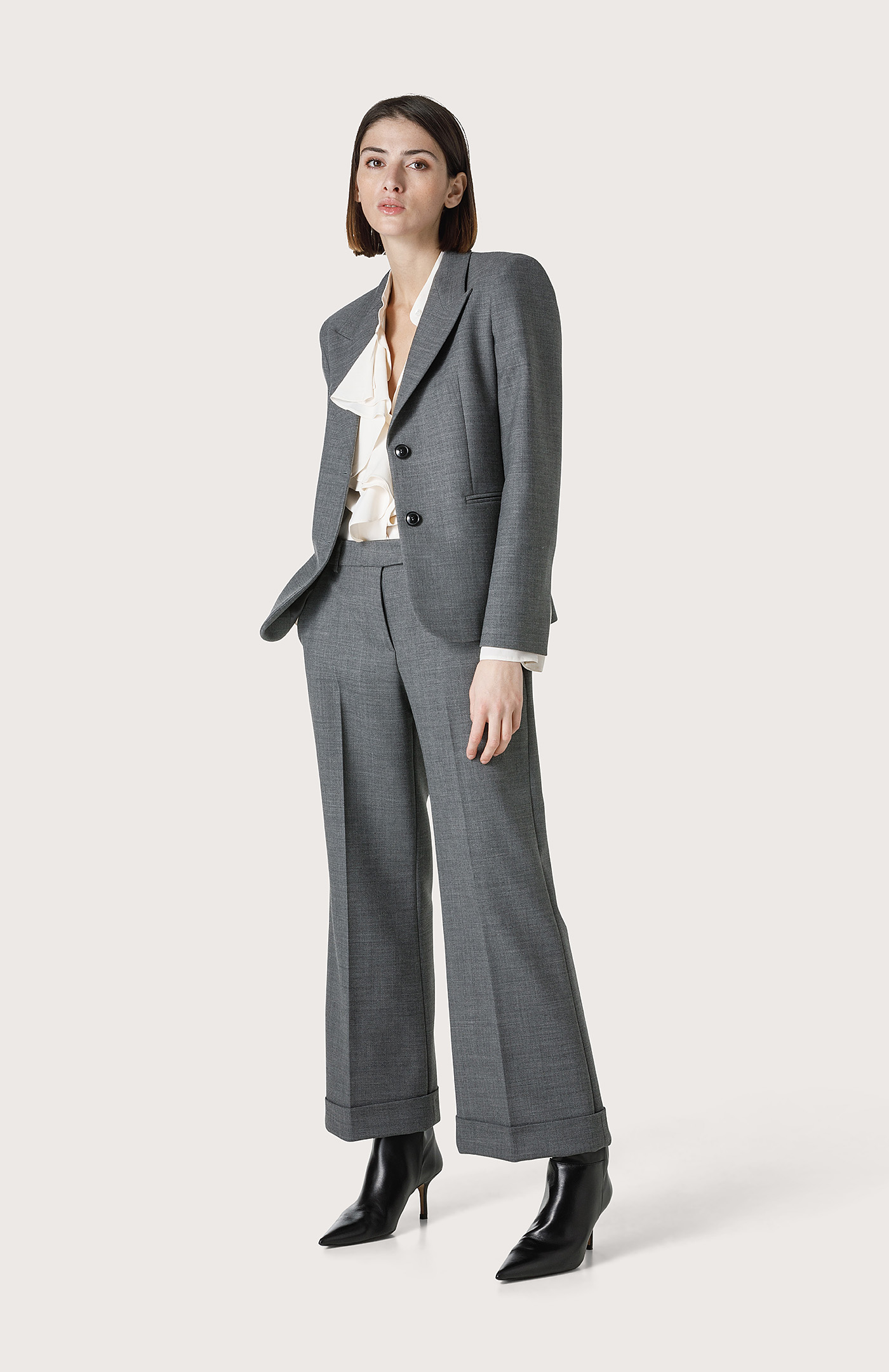 Ladies Autumn Winter Long Sleeved Suit Trousers Suit Elegant Suit Curvy  Flare Pants (Black, S) : Amazon.co.uk: Fashion