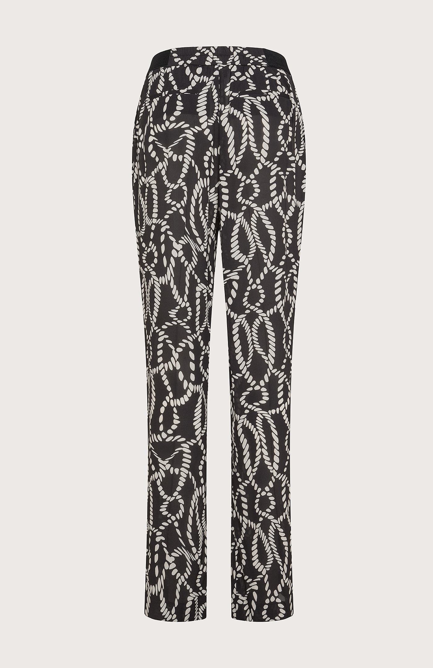 Long stretch pants with double darts of printed viscose Col. Black