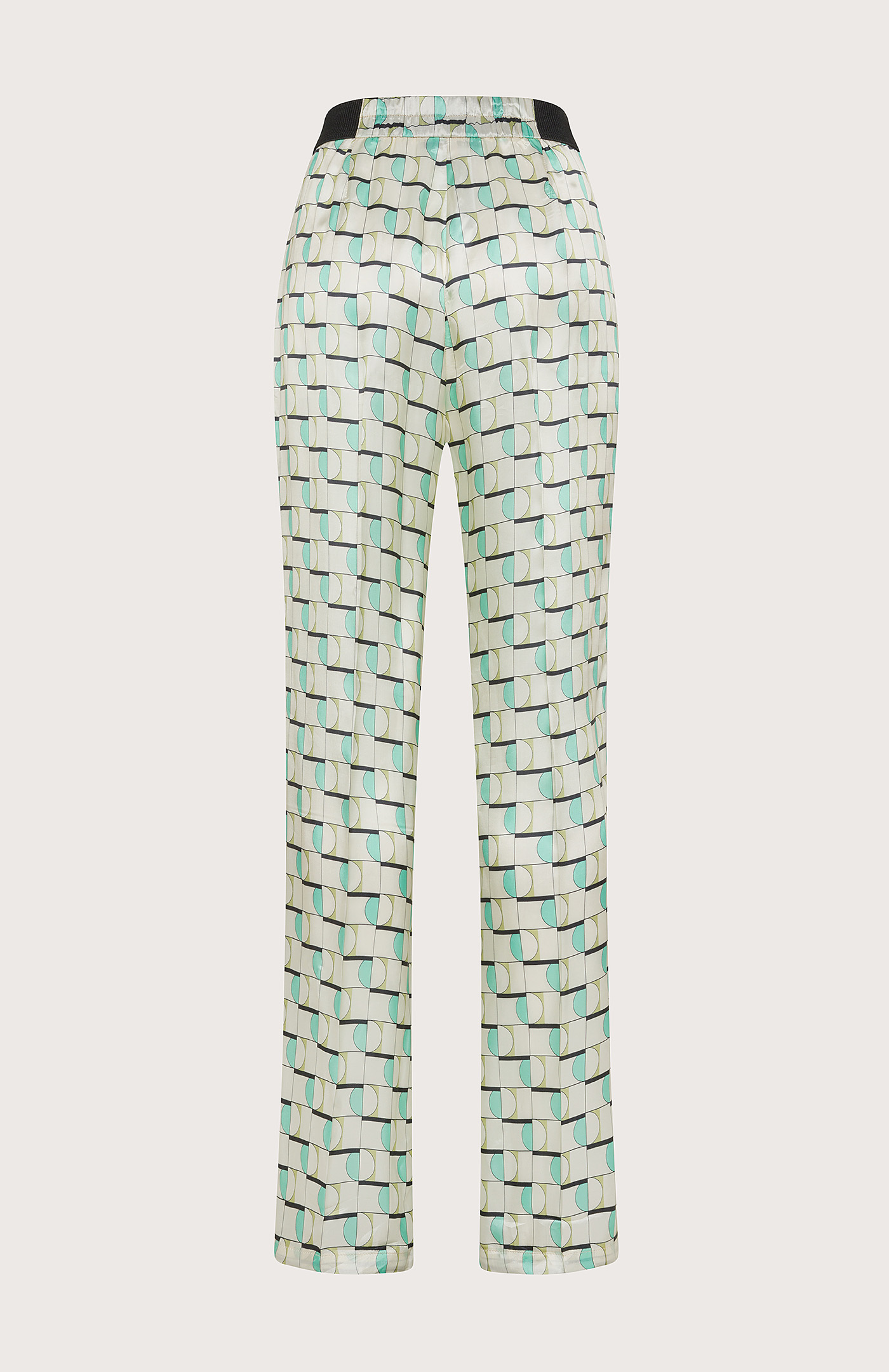 Long stretch pants with double darts of printed viscose satin | Seventy Venezia