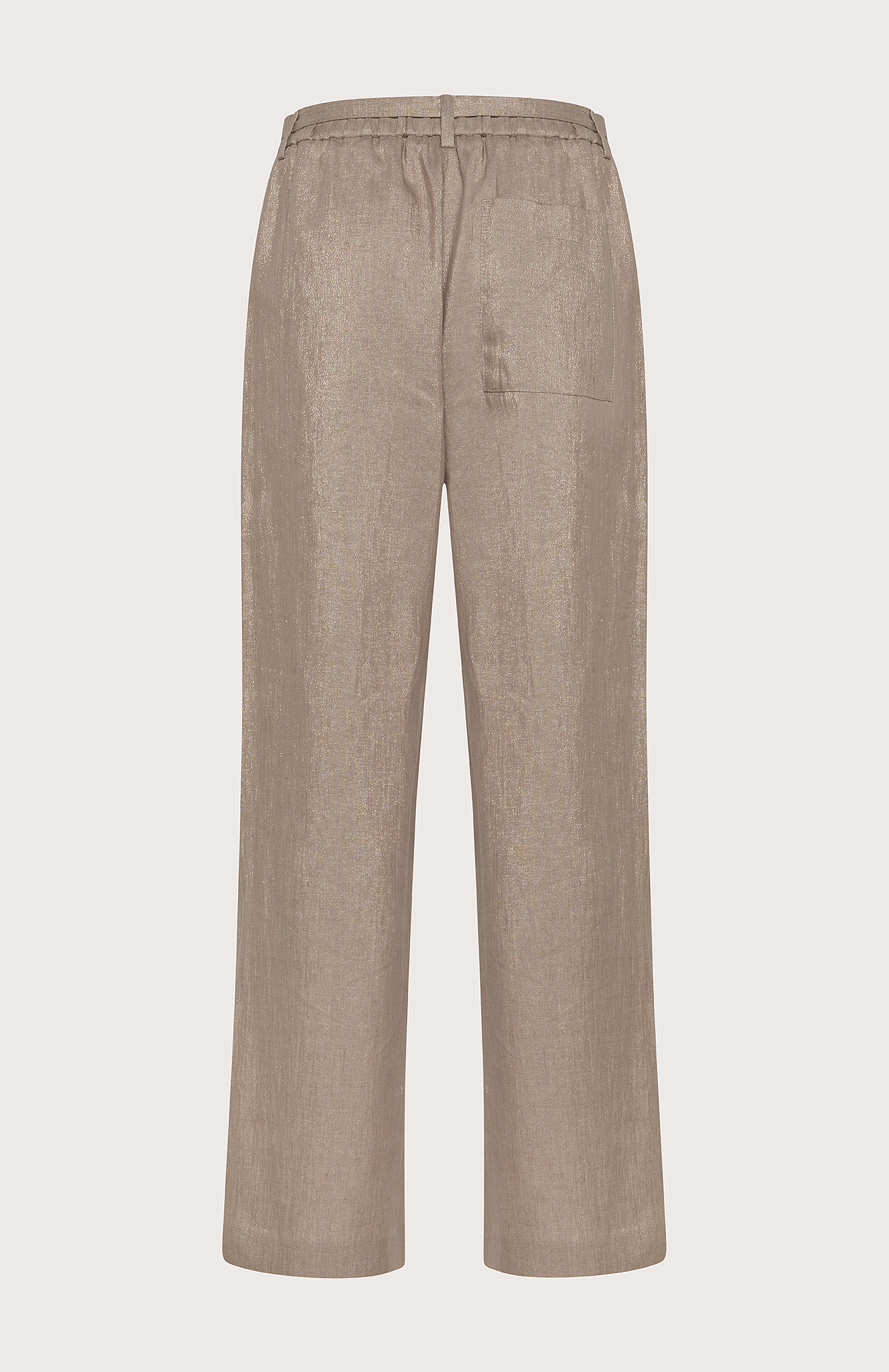 Ankle-length straight leg pants of linen and viscose lurex with strap -  Col. Neutral | Seventy®