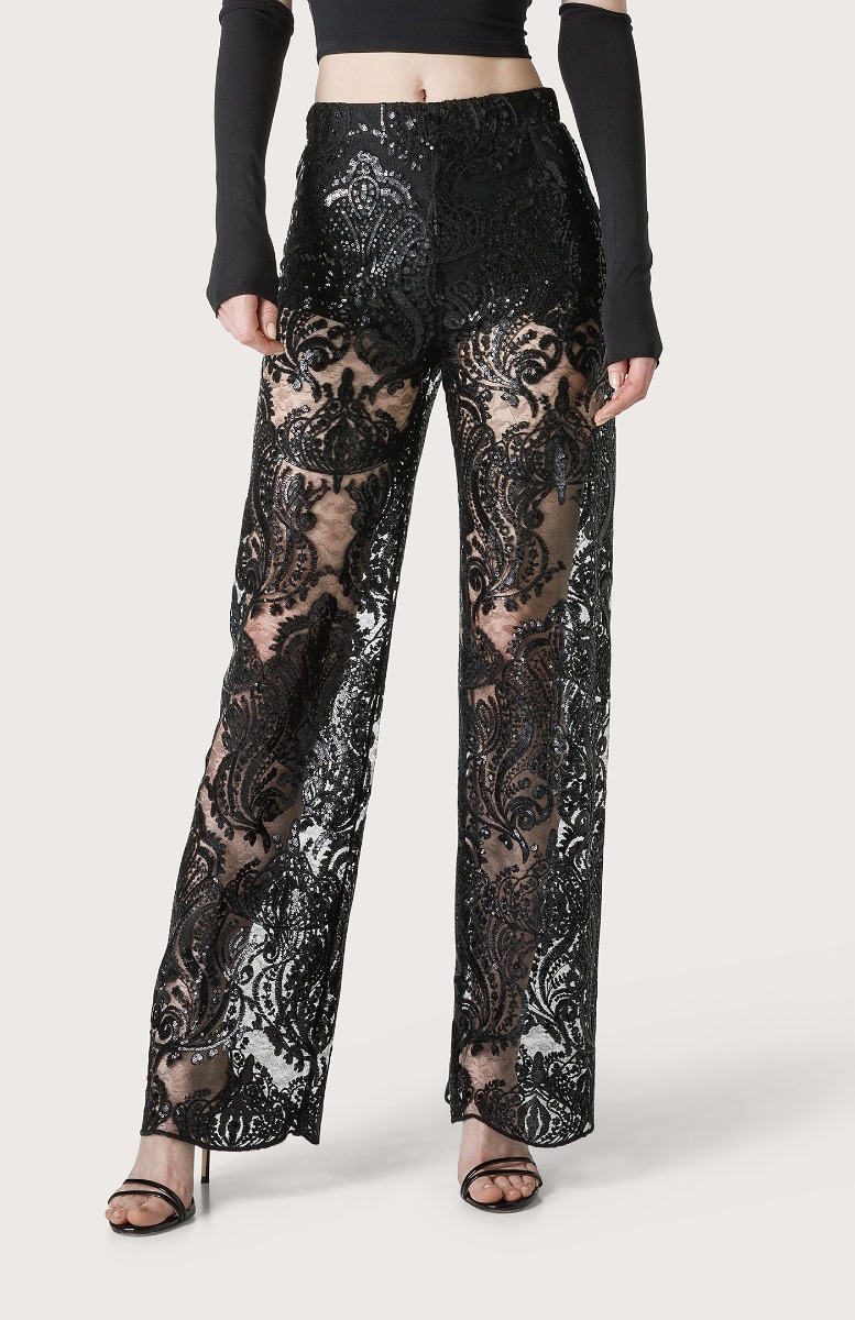 Embroidered lace pants - Col. Grey/Black