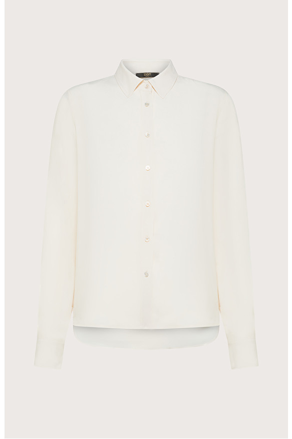 Solid-color silk blend crêpe shirt | Seventy Venezia