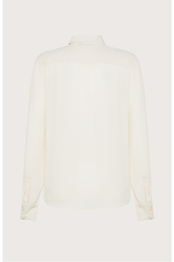 Solid-color silk blend crêpe shirt | Seventy Venezia