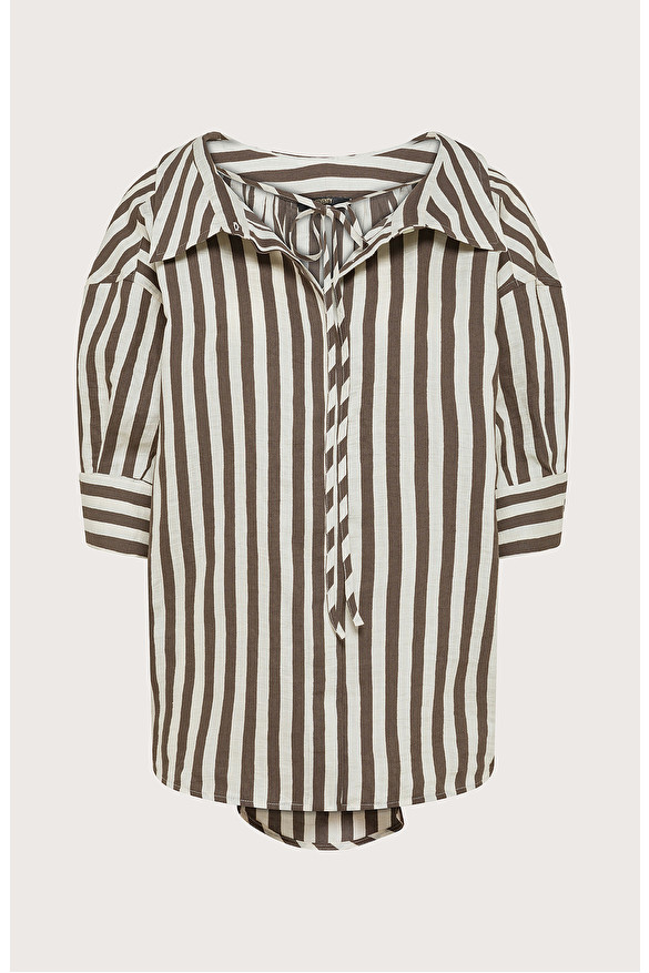 Loose striped linen-blend shirt -  | Seventy Venezia