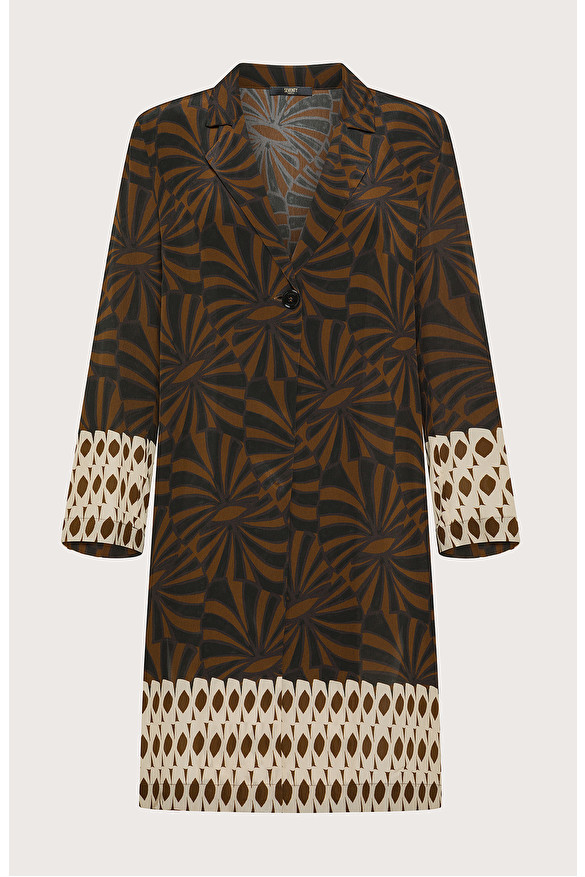 Viscose crepe overcoat with ethnic print | Seventy Venezia