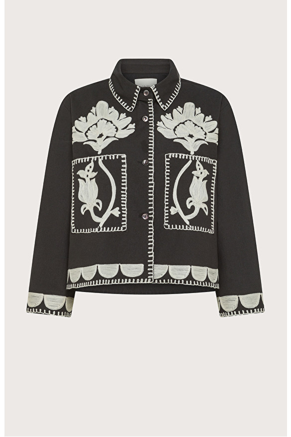 Canvas jacket with cornel embroidery | Seventy Venezia