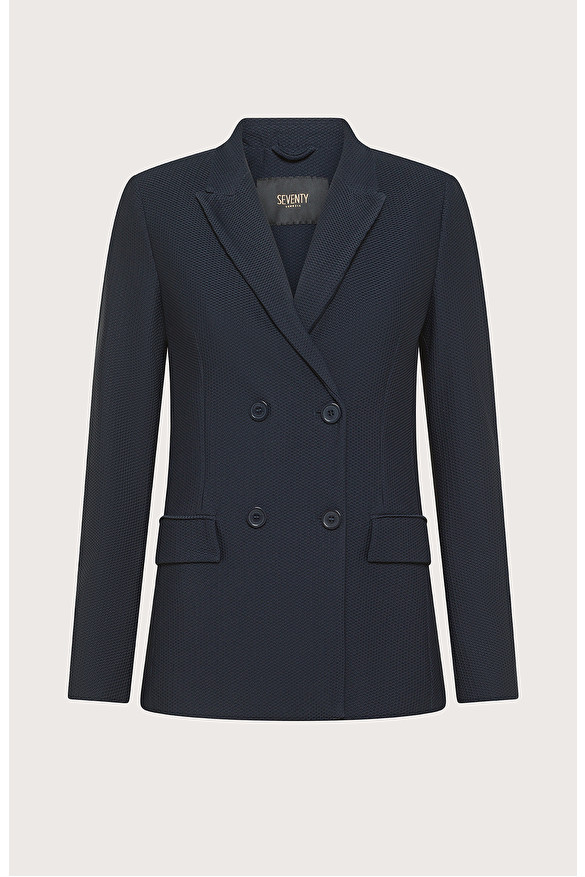 Double-breasted jacket in honeycomb bi-stretch technical fabric | Seventy Venezia