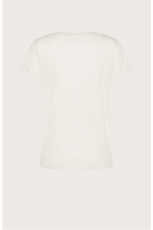 Crewneck T-shirt in jersey and silk-blend crêpe | Seventy Venezia