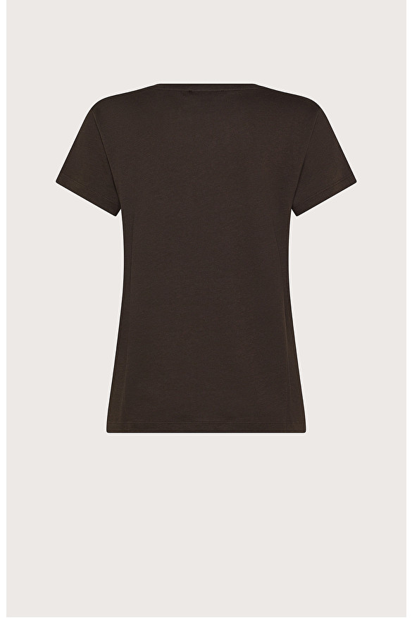 Crewneck T-shirt in jersey and silk-blend crêpe | Seventy Venezia