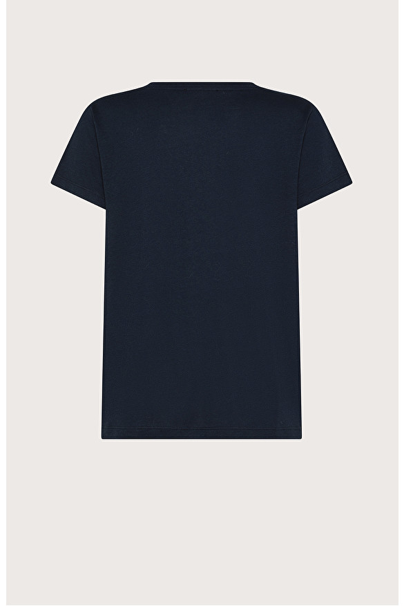 Crewneck T-shirt in jersey and silk-blend crêpe | Seventy Venezia