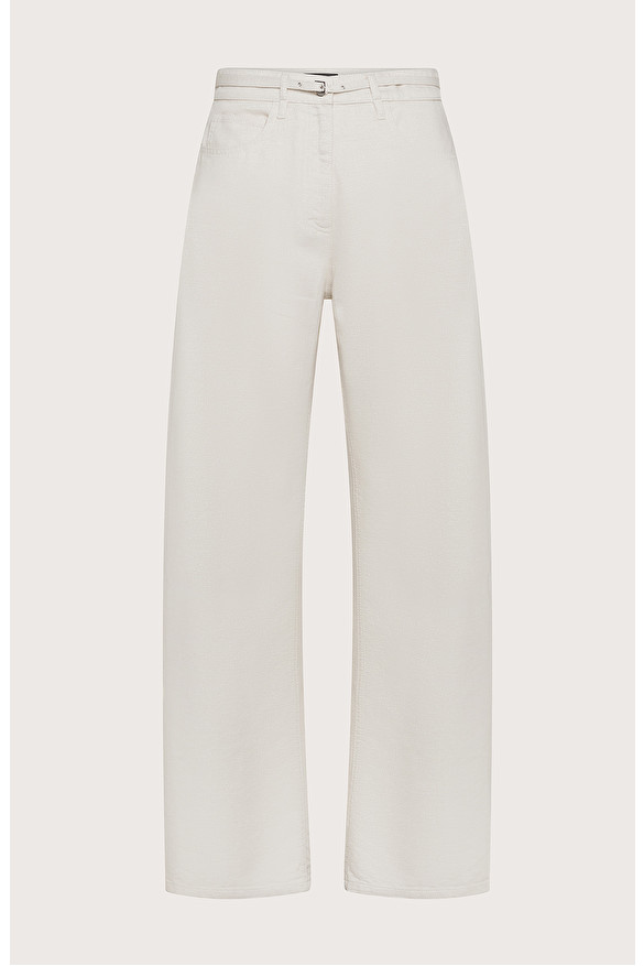 Long wide leg jeans in light bull with waist strap -  | Seventy Venezia