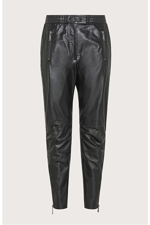 7/8 part chino leather pants in nice stretch quality / 50970 - Black (Nero)