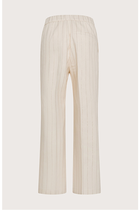 Long trousers with slightly flared hem in lurex pinstripe cotton linen -  | Seventy Venezia