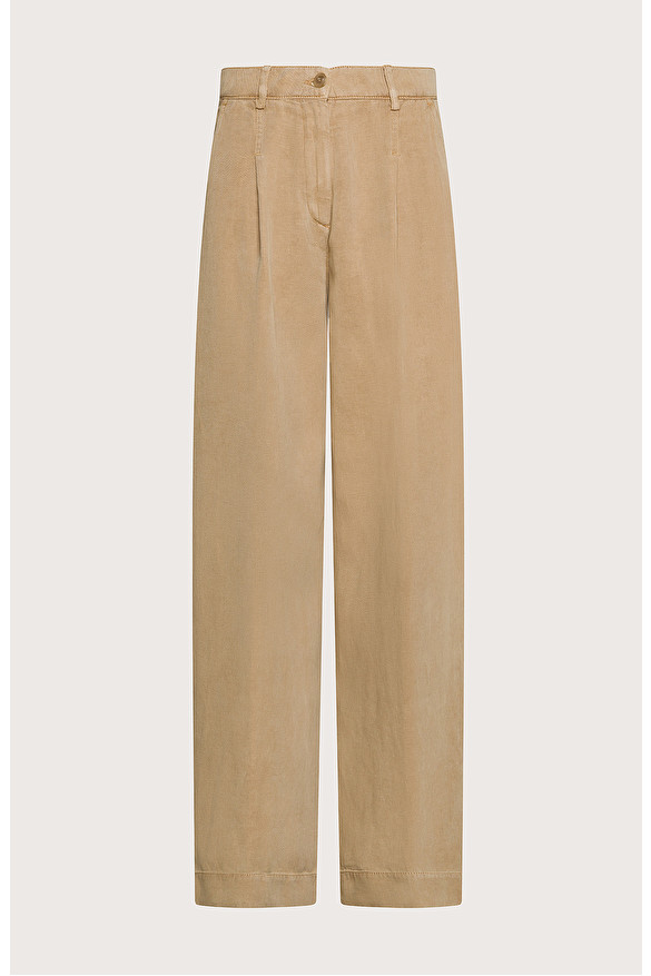 Long trousers with diagonal linen pleats -  | Seventy Venezia