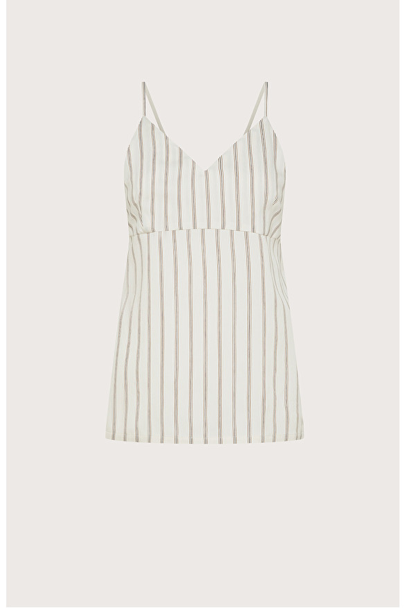 Long top with thin straps V-neck pinstripe -  | Seventy Venezia