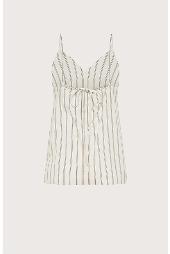 Long top with thin straps V-neck pinstripe -  | Seventy Venezia