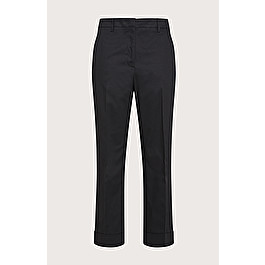 Ankle-length pants with turn-up of lux stretch cotton gabardine - Col.  Black