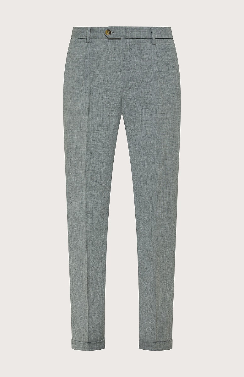 Pleated trousers in stretch wool blend canvas | Seventy Venezia