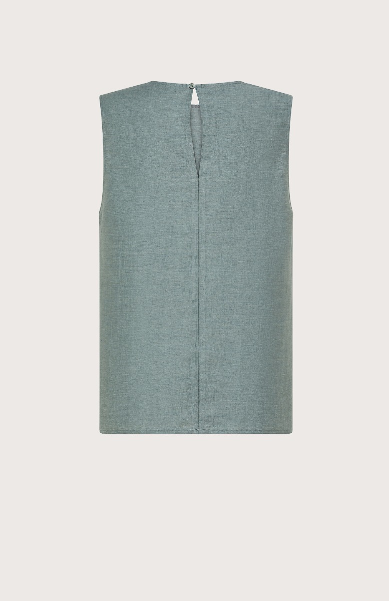 Sleeveless crewneck top in slub linen blend | Seventy Venezia